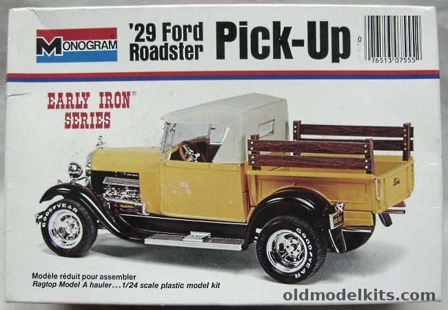 Monogram 1/24 1929 Ford Roadster Pickup Truck - Early Iron Series, 7555 plastic model kit